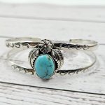 Arizona Turquoise Southwest Style 925 Sterling Silver Cuff Bangle (RS114-329)