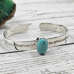 Arizona Turquoise Southwest Style 925 Sterling Silver Cuff Bangle (RS114-326)