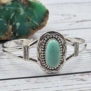 Arizona Turquoise Southwest Style 925 Sterling Silver Cuff Bangle (RS114-327)