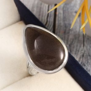 Coffee Moonstone Size US 7 925 Sterling Silver Ring (RSR6-159)