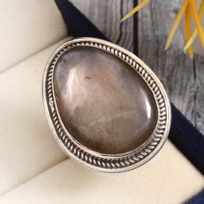 Coffee Moonstone Size US 12 925 Sterling Silver Ring (RSR6-146)