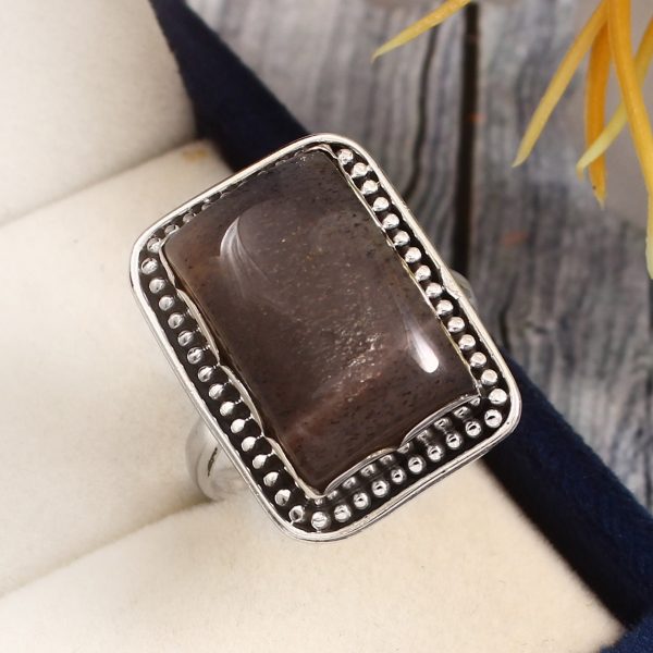 Coffee Moonstone Size US 11 925 Sterling Silver Ring (RSR6-139)