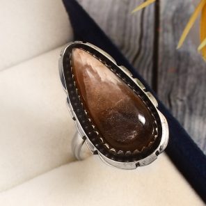 Coffee Moonstone Size US 8 925 Sterling Silver Ring (RSR6-126)