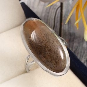 Coffee Moonstone Size US 11 925 Sterling Silver Ring (RSR6-149)