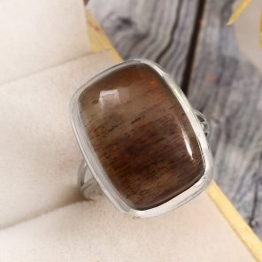 Coffee Moonstone Size US 9 925 Sterling Silver Ring (RSR6-153)