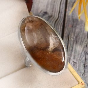 Coffee Moonstone Size US 12 925 Sterling Silver Ring (RSR6-148)