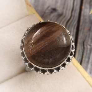 Coffee Moonstone Size US 10 925 Sterling Silver Ring (RSR6-130)