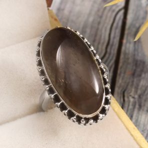 Coffee Moonstone Size US 8 925 Sterling Silver Ring (RSR6-120)