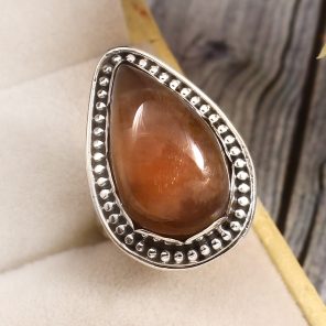 Coffee Moonstone Size US 5 925 Sterling Silver Ring (RSR6-111)