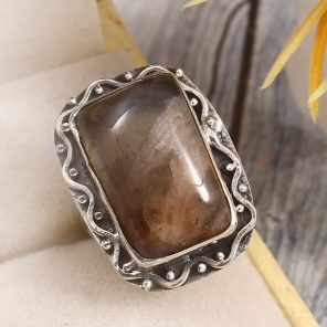 Coffee Moonstone Size US 5 925 Sterling Silver Ring (RSR6-109)