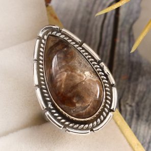Coffee Moonstone Size US 5 925 Sterling Silver Ring (RSR6-112)