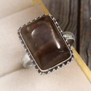 Coffee Moonstone Size US 9 925 Sterling Silver Ring (RSR6-128)