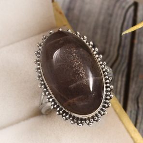 Coffee Moonstone Size US 10 925 Sterling Silver Ring (RSR6-133)