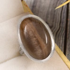 Coffee Moonstone Size US 7 925 Sterling Silver Ring (RSR6-160)