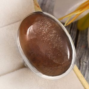 Coffee Moonstone Size US 12 925 Sterling Silver Ring (RSR6-147)