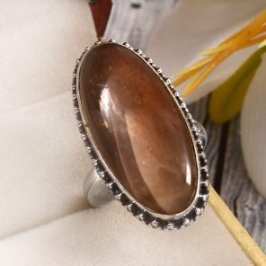 Coffee Moonstone Size US 10 925 Sterling Silver Ring (RSR6-138)