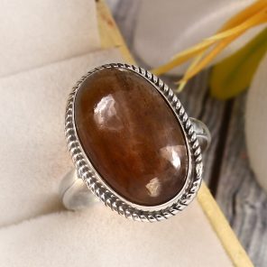 Coffee Moonstone Size US 11 925 Sterling Silver Ring (RSR6-142)