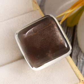 Coffee Moonstone Size US 7 925 Sterling Silver Ring (RSR6-161)