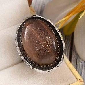 Coffee Moonstone Size US 8 925 Sterling Silver Ring (RSR6-124)