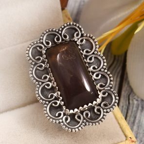 Coffee Moonstone Size US 6 925 Sterling Silver Ring (RSR6-113)
