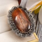 Coffee Moonstone Size US 8 925 Sterling Silver Ring (RSR6-123)