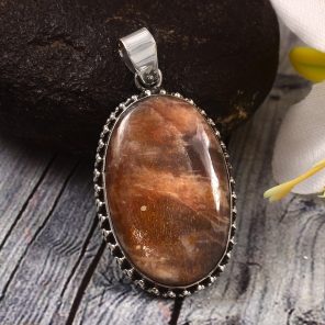 Coffee Moonstone 1.75" 925 Sterling Silver Pendant (RSR6-168)