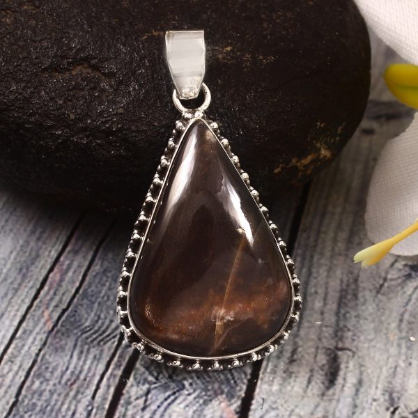 Coffee Moonstone 1.75" 925 Sterling Silver Pendant (RSR6-169)
