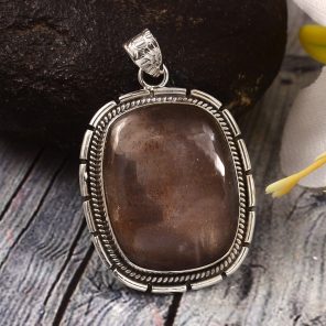 Coffee Moonstone 1.75" 925 Sterling Silver Pendant (RSR6-170)
