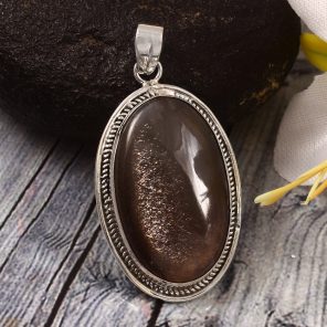 Coffee Moonstone 1.75" 925 Sterling Silver Pendant (RSR6-166)