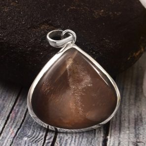 Coffee Moonstone 1.25" 925 Sterling Silver Pendant (RSR6-165)