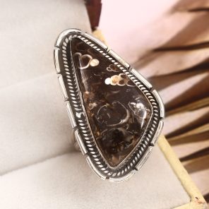 Turtella Jasper Size US 8 925 Sterling Silver Ring (REXT64-53)