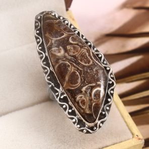 Turtella Jasper Size US 12 925 Sterling Silver Ring (REXT64-61)