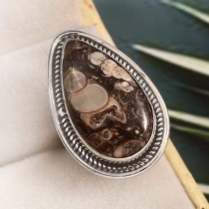 Turtella Jasper Size US 6 925 Sterling Silver Ring (REXT64-84)