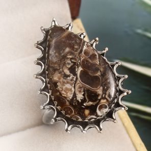 Turtella Jasper Size US 12 925 Sterling Silver Ring (REXT64-62)