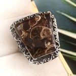 Turtella Jasper Size US 10 925 Sterling Silver Ring (REXT64-75)
