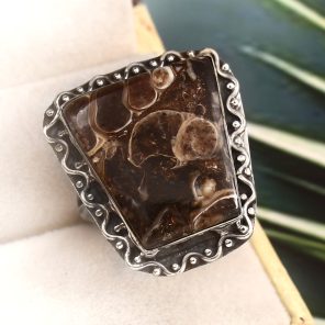 Turtella Jasper Size US 10 925 Sterling Silver Ring (REXT64-75)