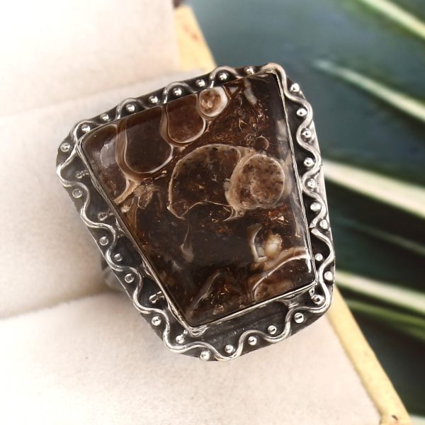 Turtella Jasper Size US 10 925 Sterling Silver Ring (REXT64-75)