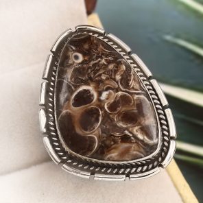 Turtella Jasper Size US 9 925 Sterling Silver Ring (REXT64-52)