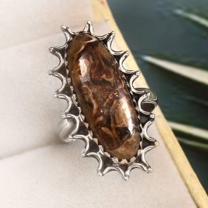 Turtella Jasper Size US 7 925 Sterling Silver Ring (REXT64-58)