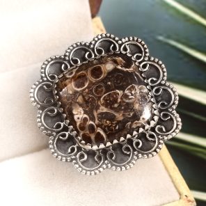 Turtella Jasper Size US 10 925 Sterling Silver Ring (REXT64-76)