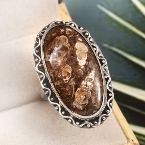 Turtella Jasper Size US 9 925 Sterling Silver Ring (REXT64-80)