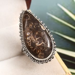Turtella Jasper Size US 8 925 Sterling Silver Ring (REXT64-82)