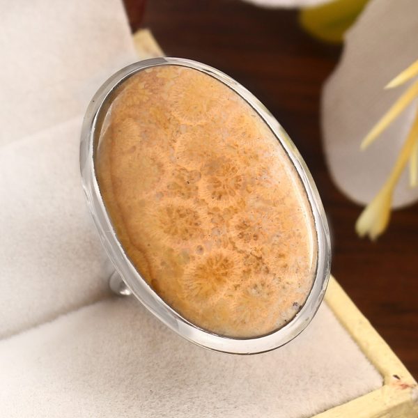 Fossil Coral Size US 11 925 Sterling Silver Ring (REXT43-100)