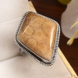 Fossil Coral Size US 10 925 Sterling Silver Ring (REXT43-125)