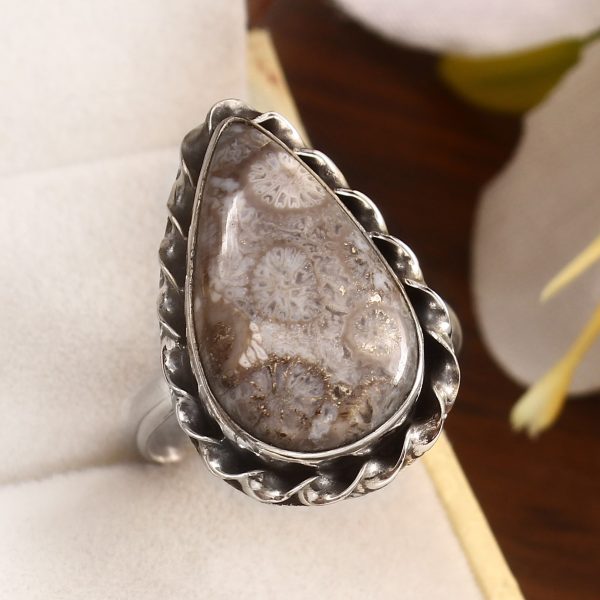 Fossil Coral Size US 11 925 Sterling Silver Ring (REXT43-120)