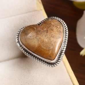 Fossil Coral Size US 7 925 Sterling Silver Ring (REXT43-135)