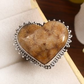 Fossil Coral Size US 5 925 Sterling Silver Ring (REXT43-148)
