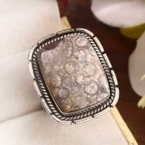 Fossil Coral Size US 11 925 Sterling Silver Ring (REXT43-155)