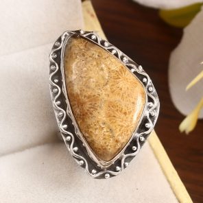 Fossil Coral Size US 6 925 Sterling Silver Ring (REXT43-142)