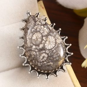 Fossil Coral Size US 6 925 Sterling Silver Ring (REXT43-144)